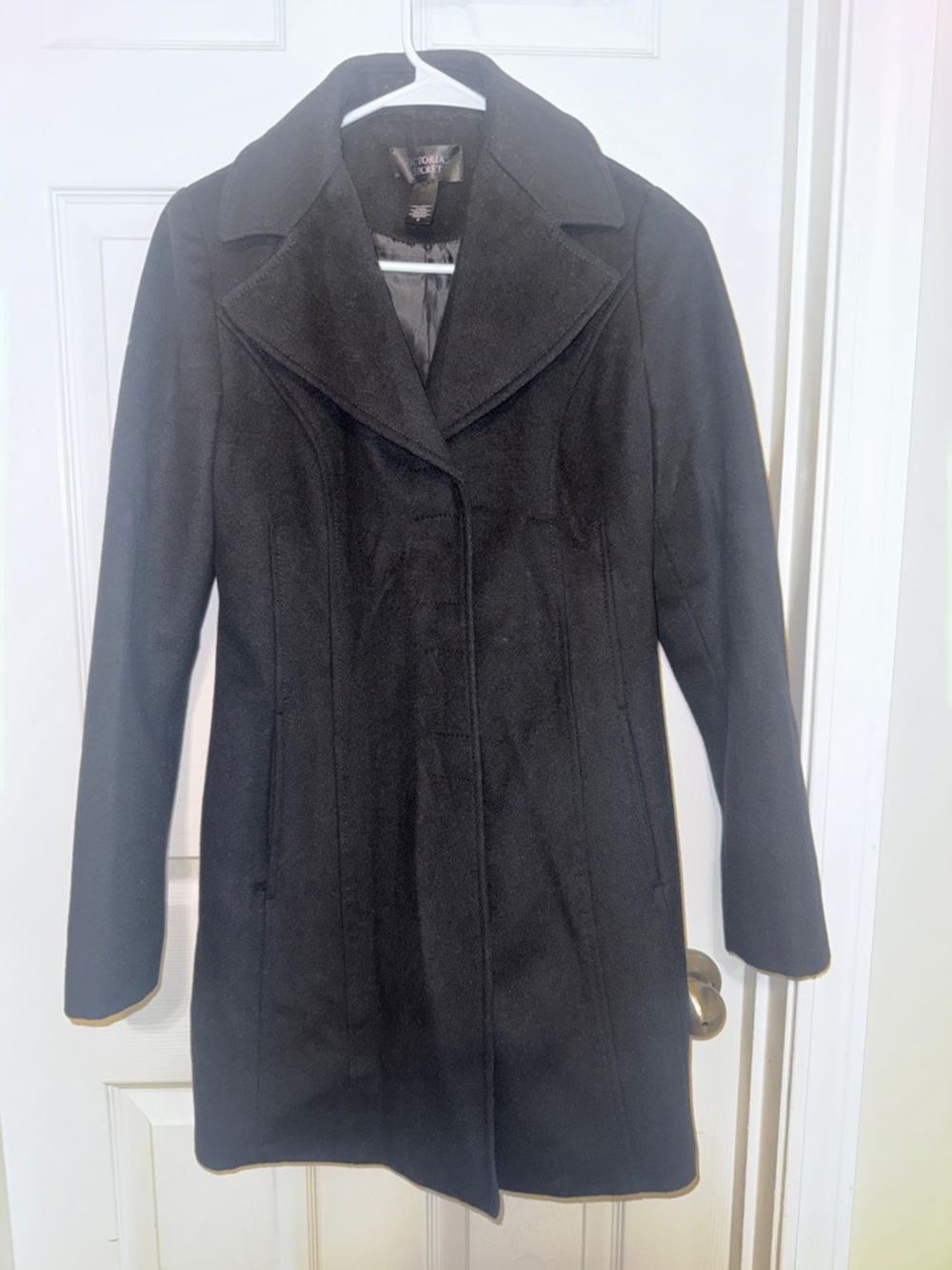 Victoria's Secret Black Wool-Blend Pea Coat